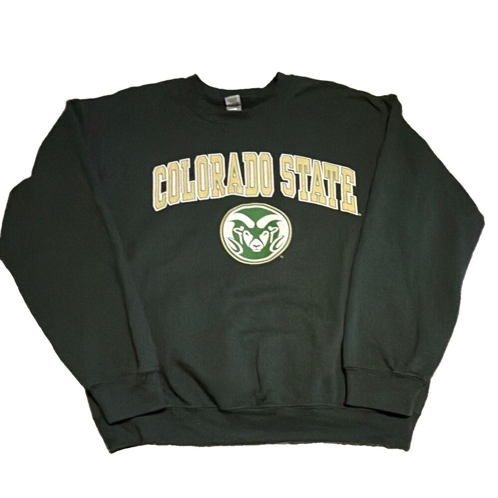 VTG Colosseum Colorado State Rams Crewneck Sweatshirt Green Men M CSU Arch Logo